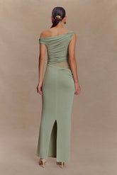 Callen One Shoulder Slinky Maxi Dress - Sage
